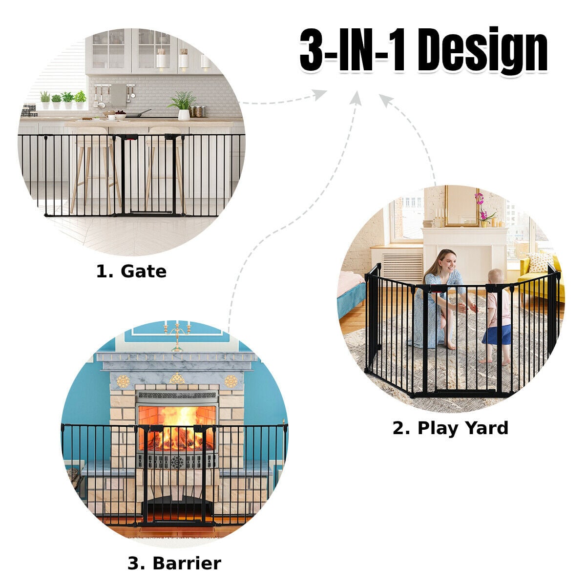 5-Panel Baby Safety Playpen & Fireplace Barrier