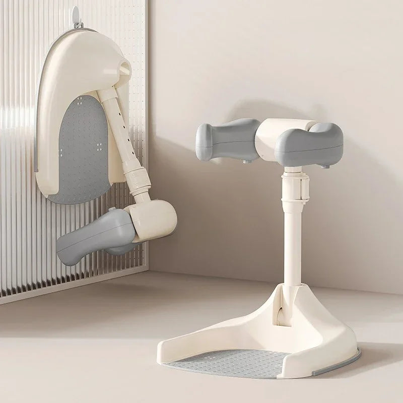 Adjustable Baby Standing Bath Support with Wash Basin Rack