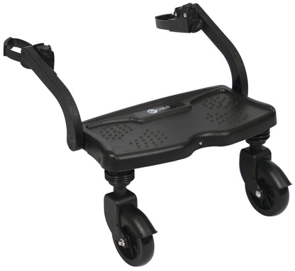 Black scooter seat with wheels on a white background
