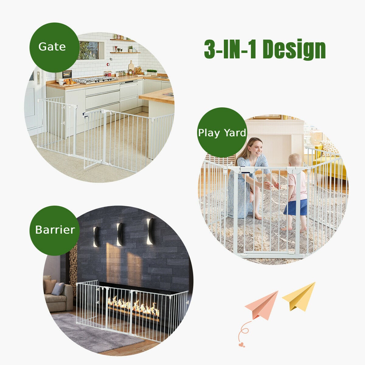 5-Panel Baby Safety Playpen & Fireplace Barrier