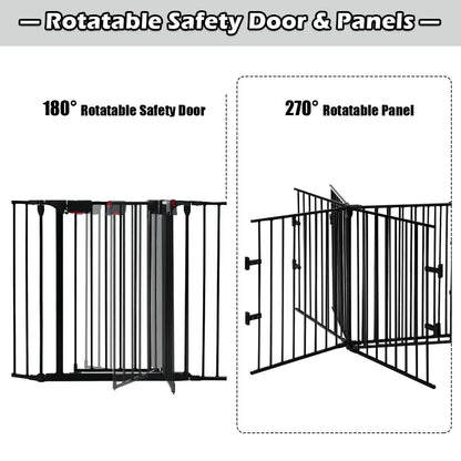 5-Panel Baby Safety Playpen & Fireplace Barrier