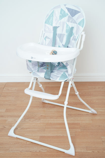 Pepper highchair set up in room, side view with tray