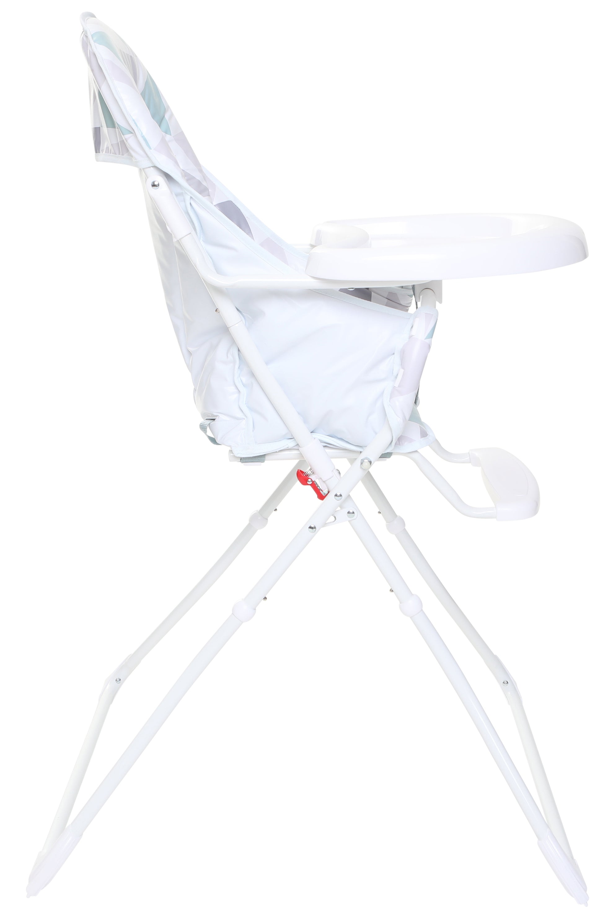 Highchair side view showing seat and tray