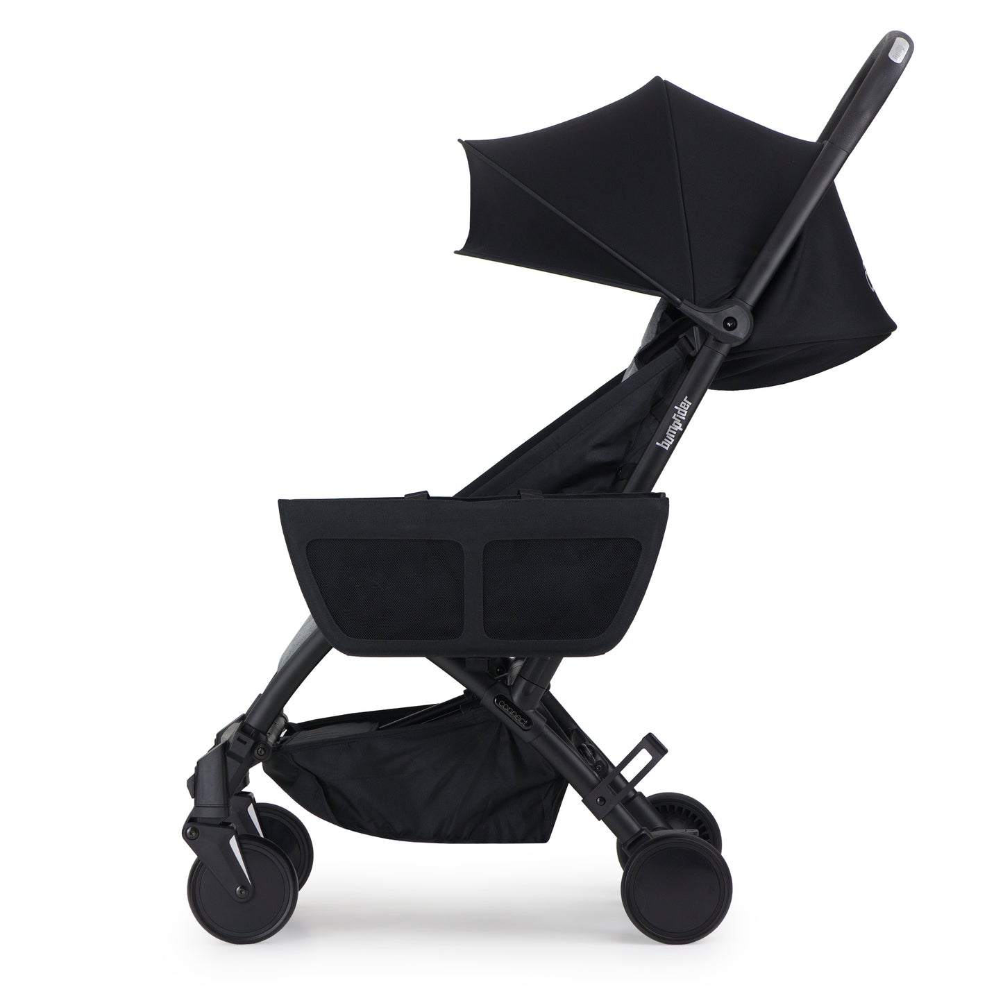 Black pram on a white background