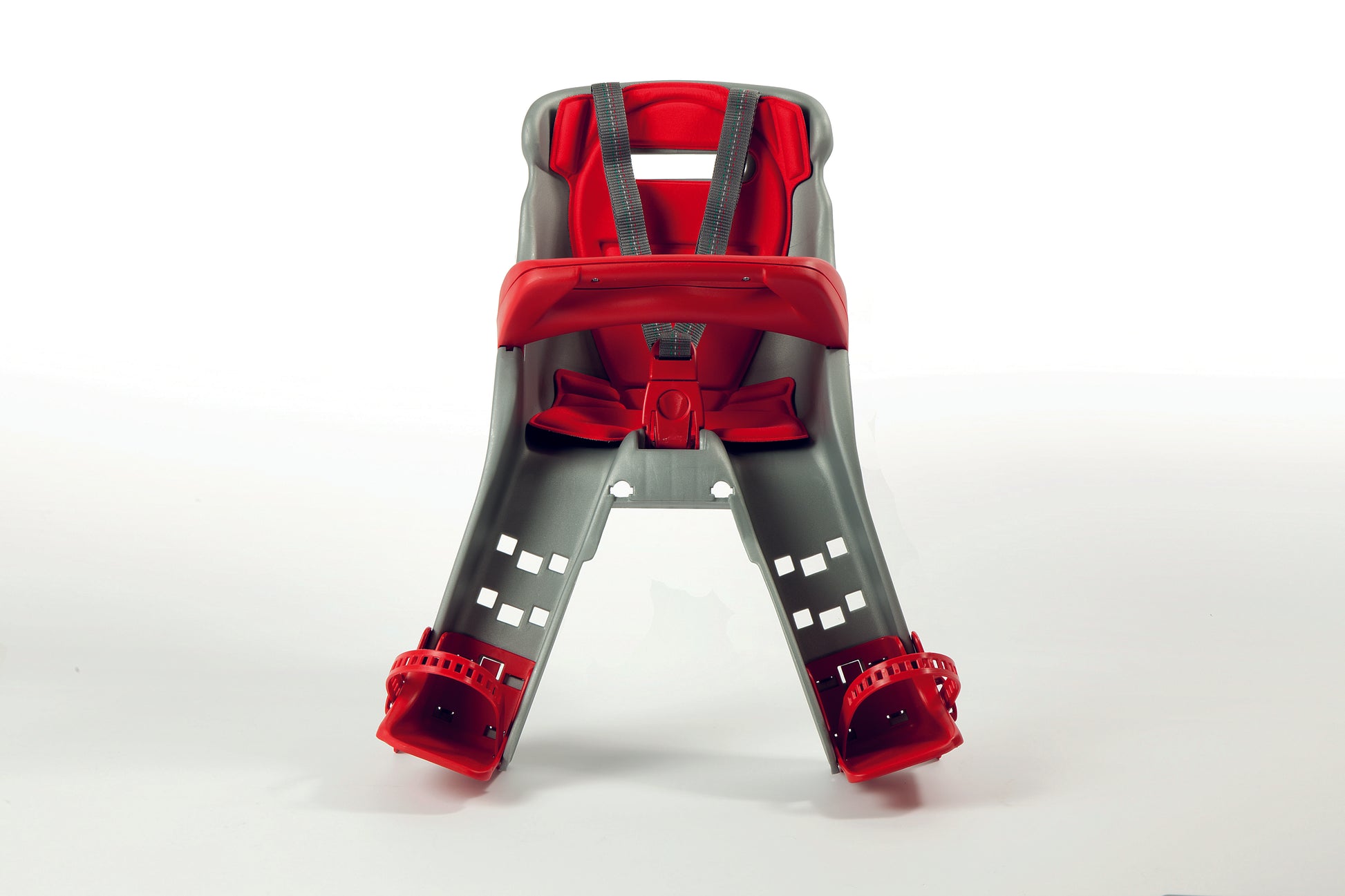 Orion front bike seat, rear view showing backrest and harness