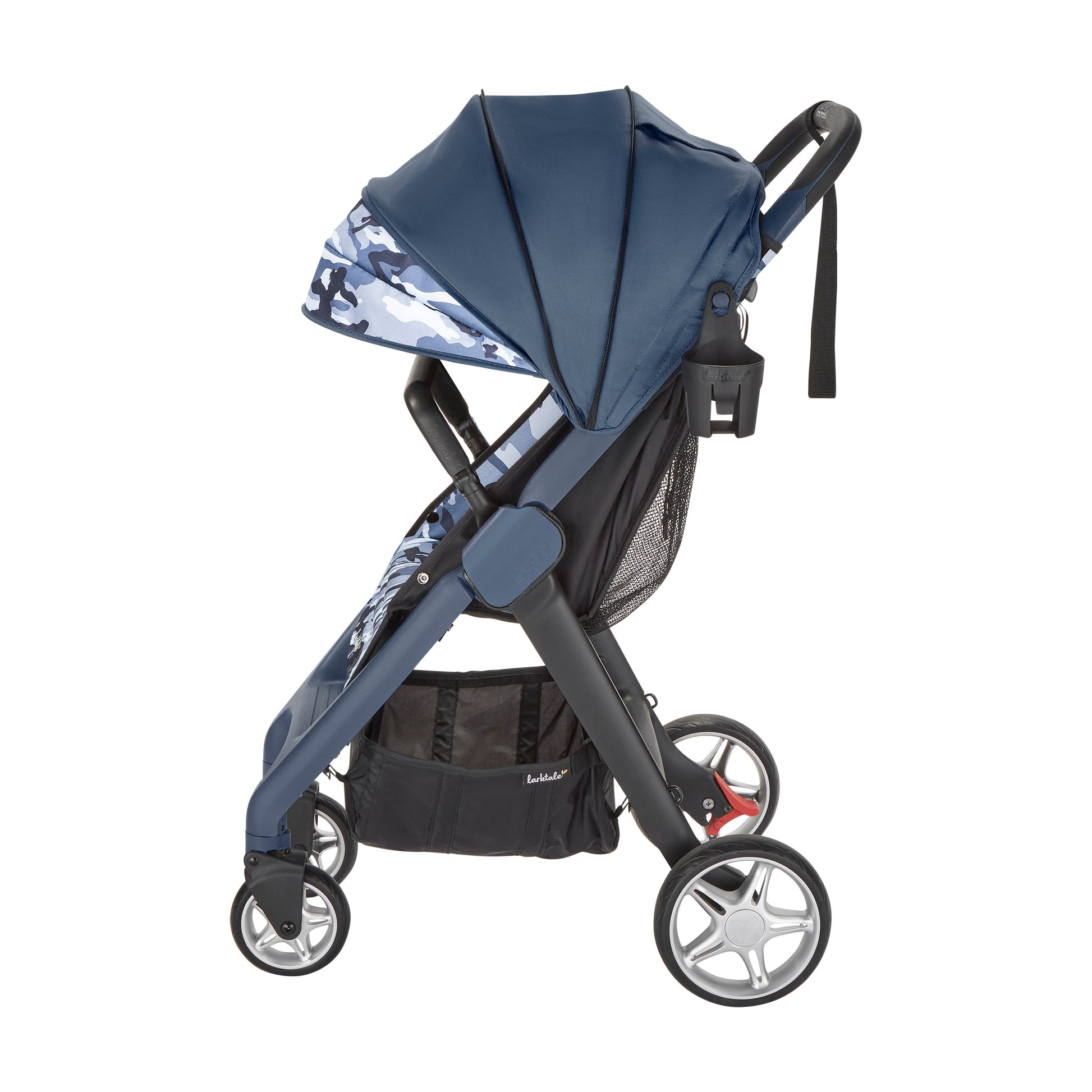 stroller, Longreef Navy, side view with canopy extended