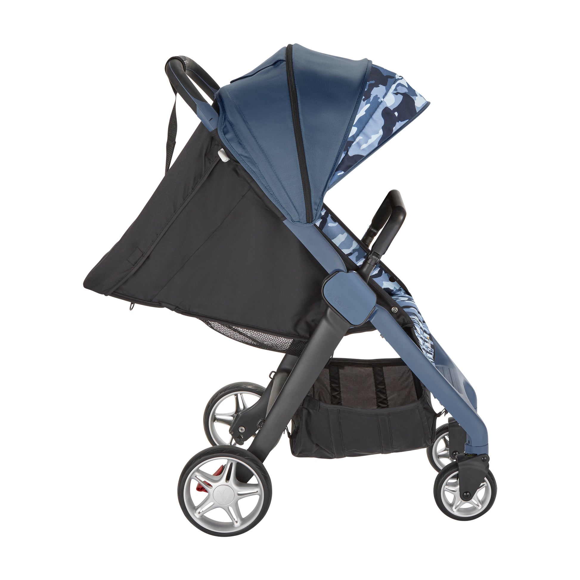 Pushchair , Longreef Navy, opposite side view showing seat and canopy
