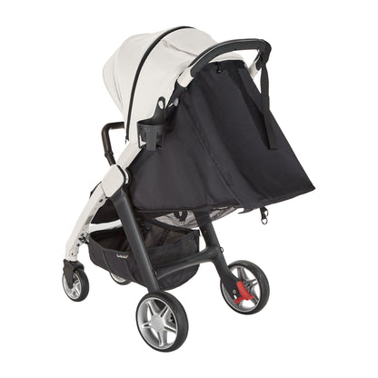 rear view showing backrest and wheels