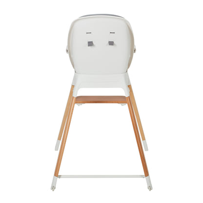 highchair, backview showing wooden legs
