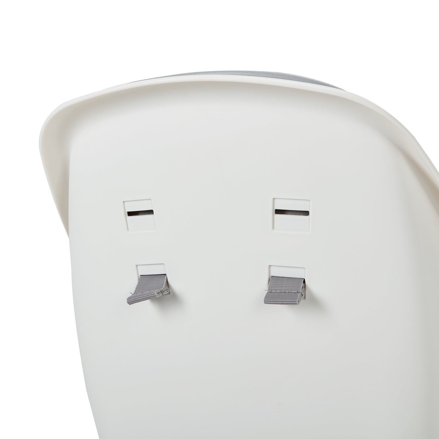 Close-up of Lars highchair seat back with harness slots