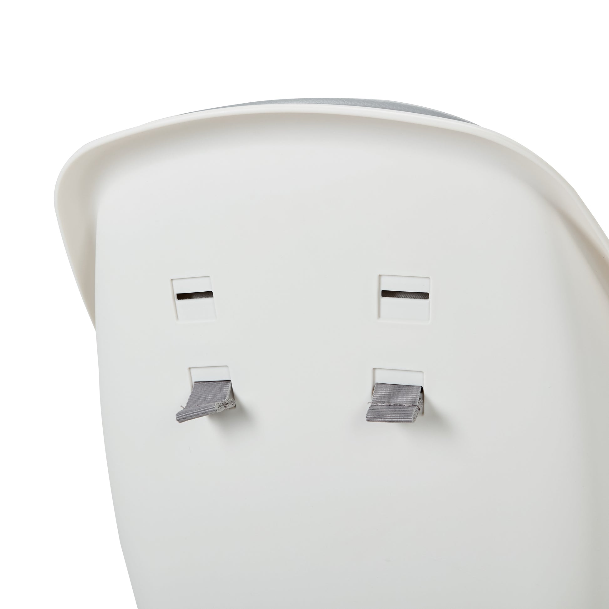 Close-up of Lars highchair seat back with harness slots