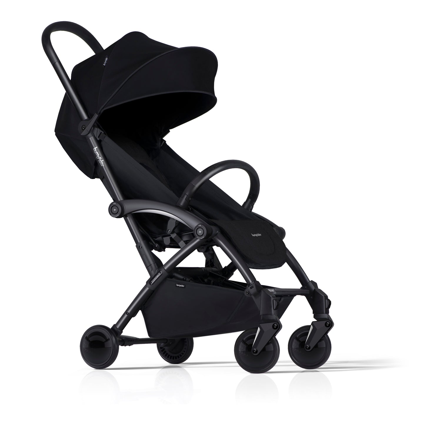 Bumprider Connect2 stroller, black, side view with canopy