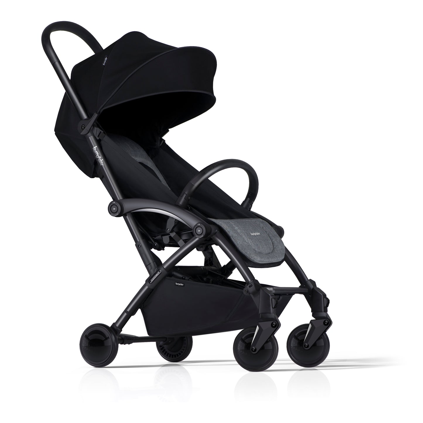 Bumprider Connect2 stroller, black/grey, side view with canopy