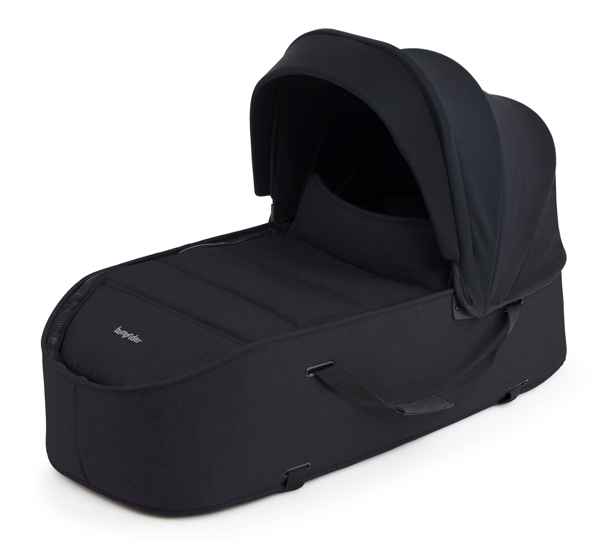 Bumprider Connect soft structured carrycot, black, with extendable UV50 canopy