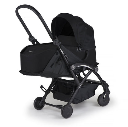 carrycot attached to stroller, black carrycot with black frame