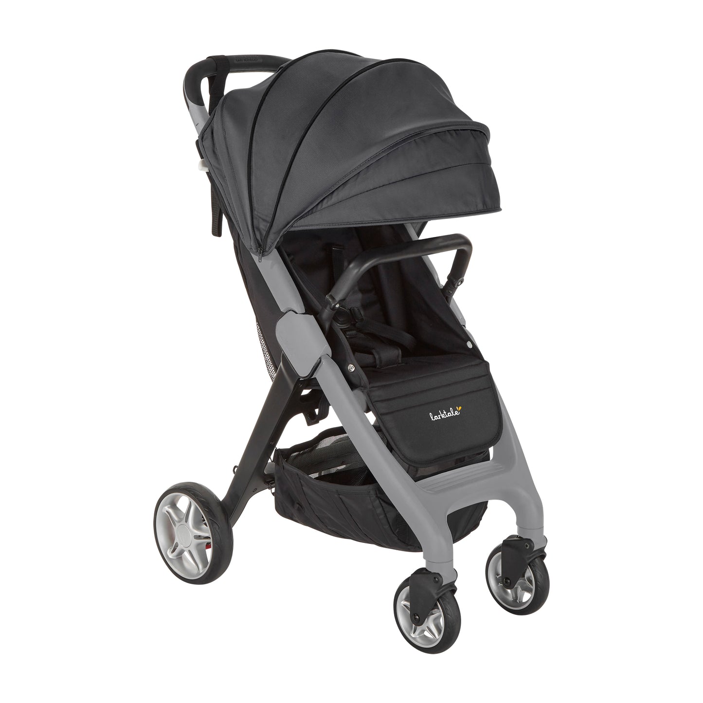 Larktale Chit Chat+ compact stroller, Mornington Grey, front three-quarter view