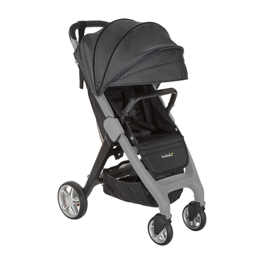 Larktale Chit Chat+ compact stroller, Mornington Grey, front three-quarter view