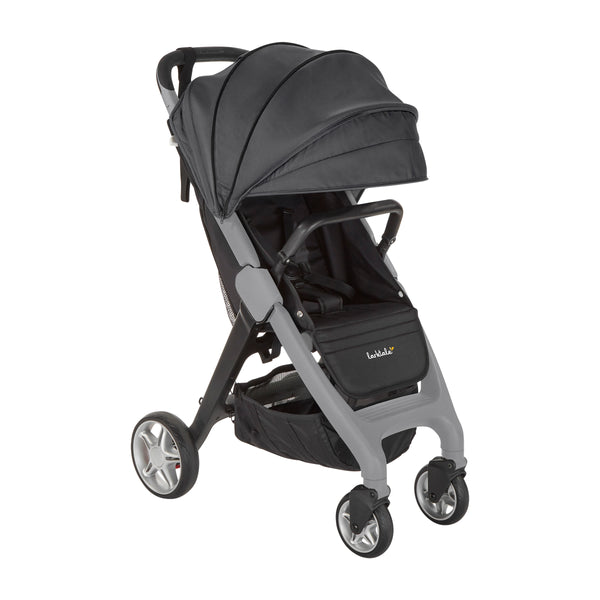 Larktale Chit Chat+ compact stroller, Mornington Grey, front three-quarter view