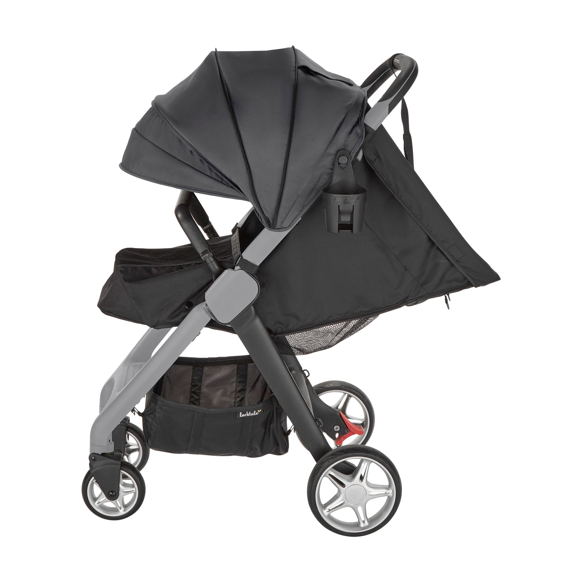 Mornington Grey pushchair, side view showing seat and canopy