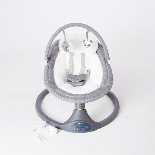 MyChild Drift baby rocker, grey, with toy bar and control base