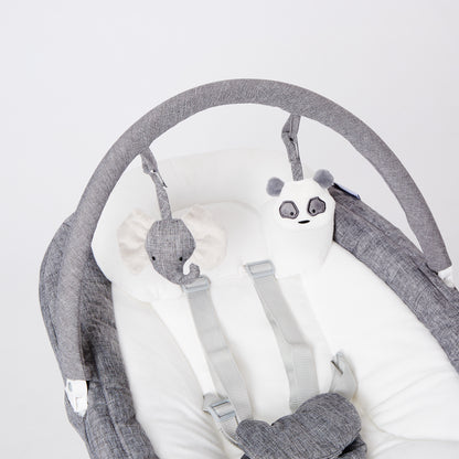 Top view of MyChild Drift rocker seat with toy bar