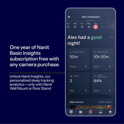 Nanit Pro Smart Baby Monitor With Floor Stand: 1080p HD Bird’s Eye View