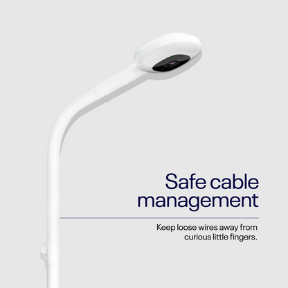Close-up of Nanit floor stand with safe cable management