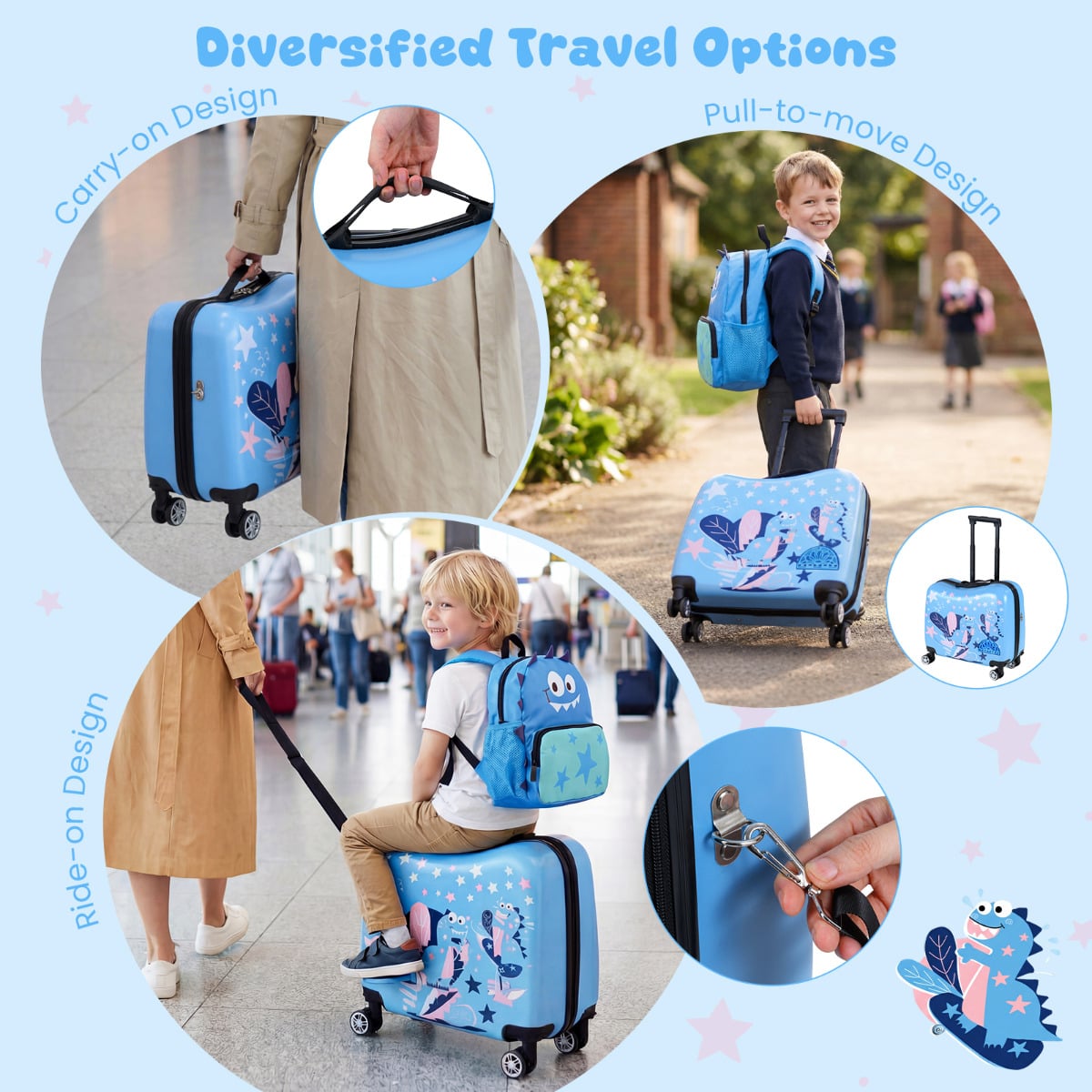 2-Piece Kids Luggage Set with Spinner Wheels
