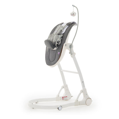 BabyUp® Colic & Reflux Support baby seat on stand, side view (grey)