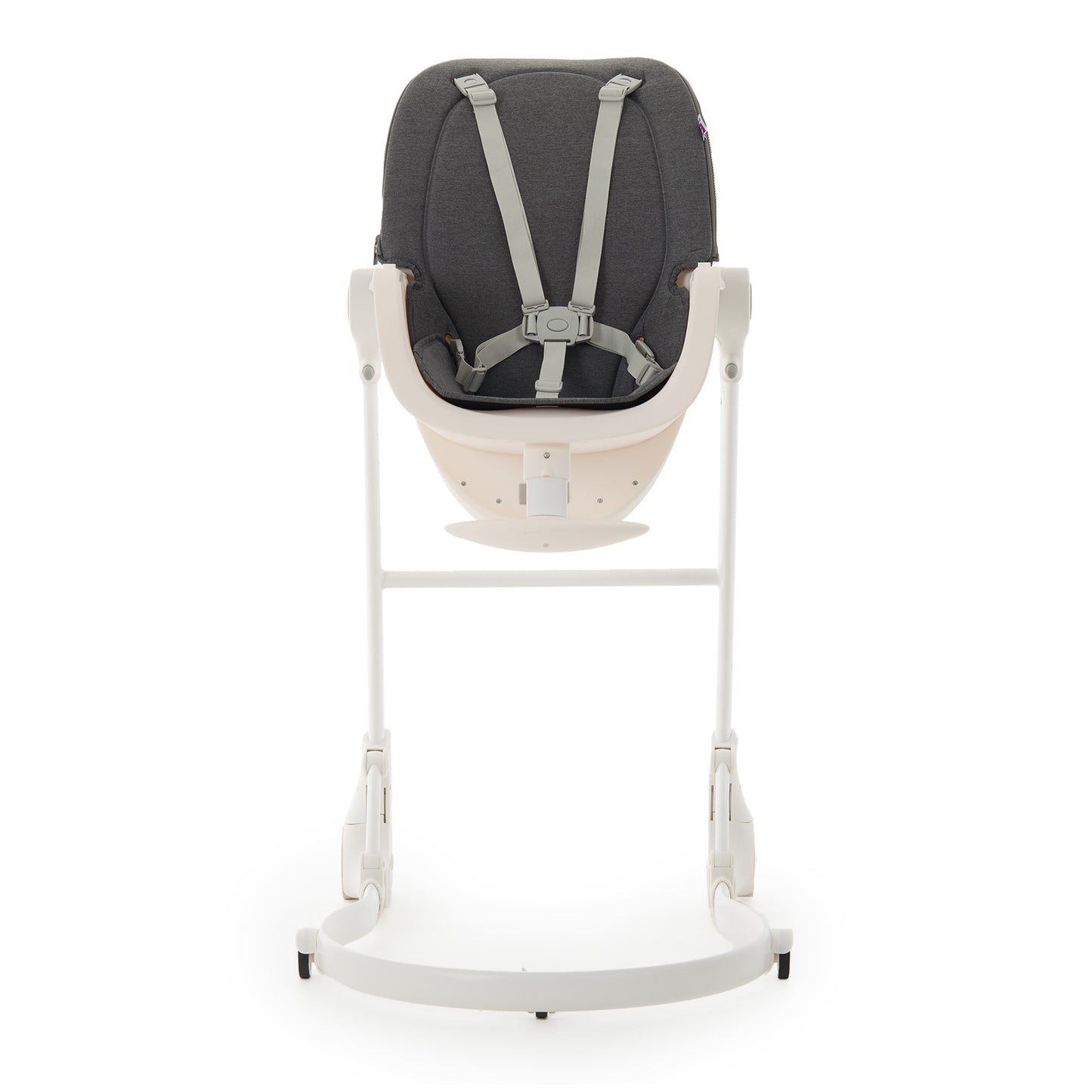 support seat on stand, front view with harness