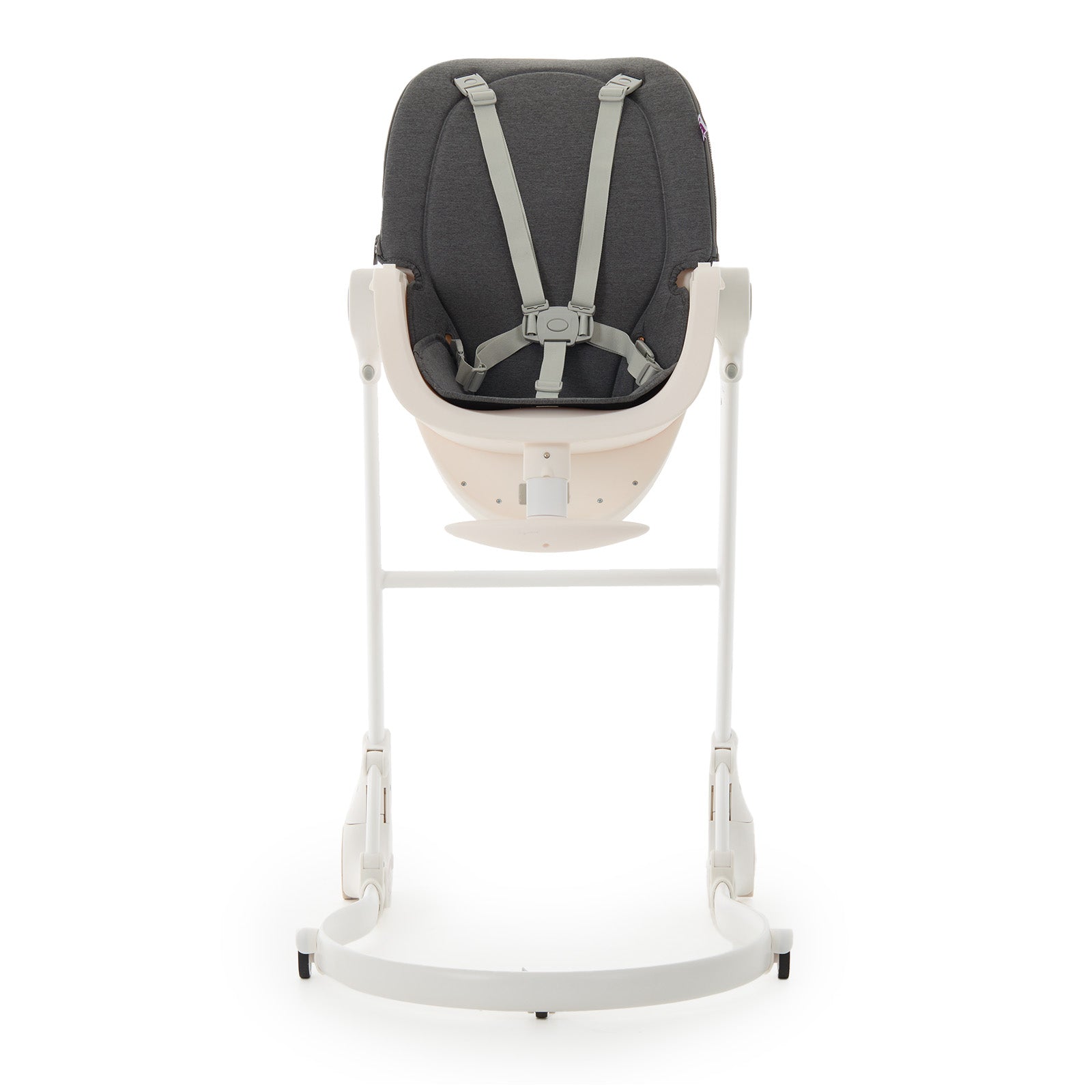 support seat on stand, front view with harness