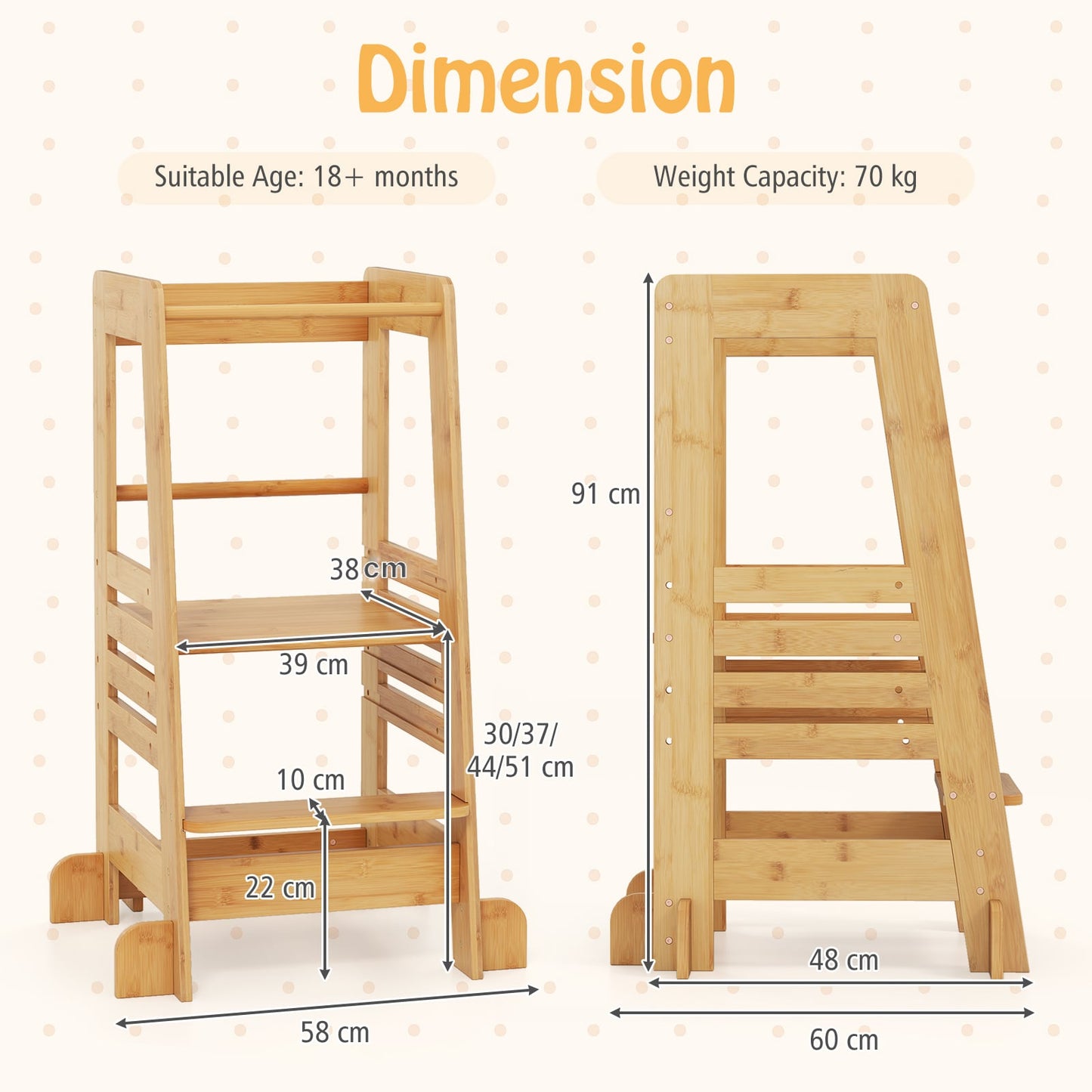 Montessori Toddler Kitchen Step Stool & Learning Tower