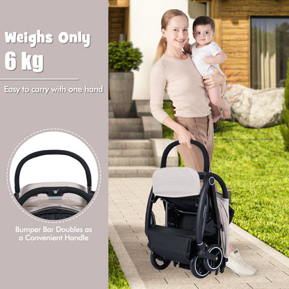 Lightweight Foldable Baby Stroller with Adjustable Backrest and Canopy