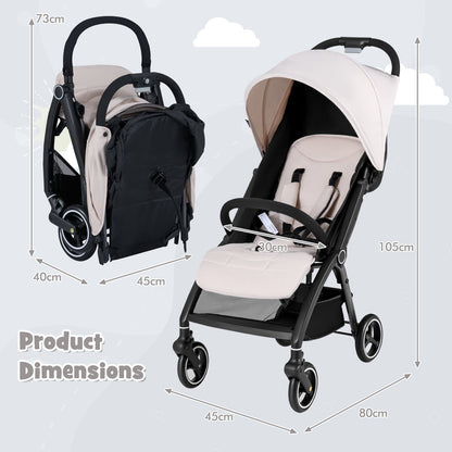 Lightweight Foldable Baby Stroller with Adjustable Backrest and Canopy