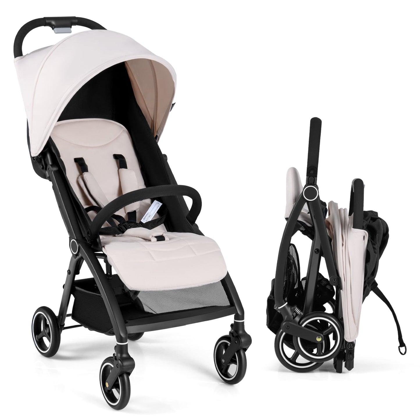 Lightweight Foldable Baby Stroller with Adjustable Backrest and Canopy