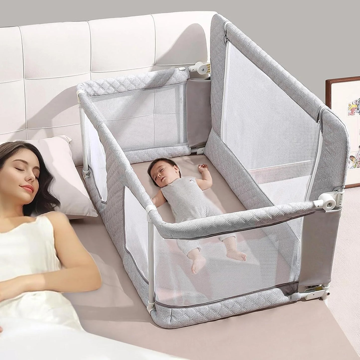 3-in-1 Folding Baby Crib – Portable Co-Sleeping Sleeper