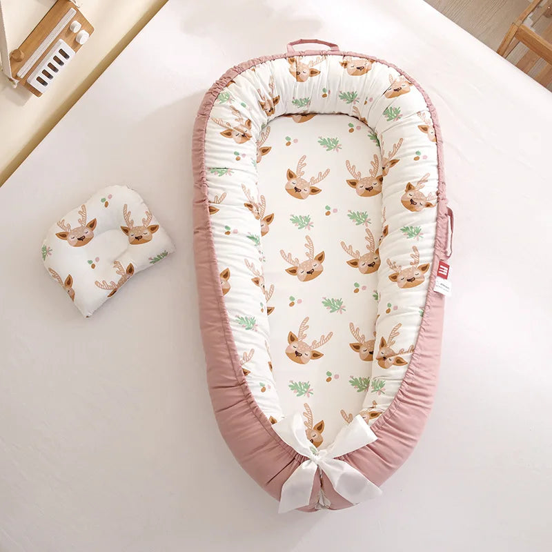 Portable Baby Lounger Nest (cotton, anti-reflux design)