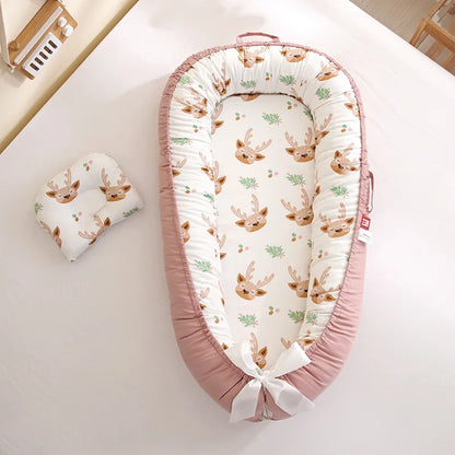 Portable Baby Lounger Nest (cotton, anti-reflux design)