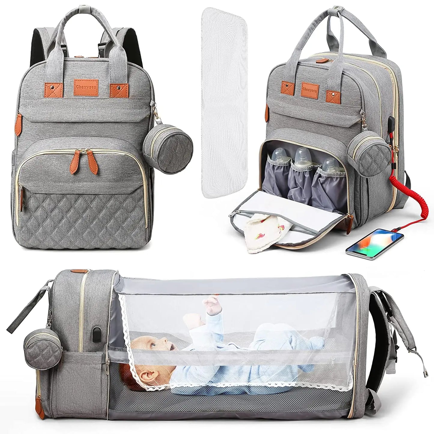 Portable Baby Changing Pad/ Backpack (with built-in storage pockets)