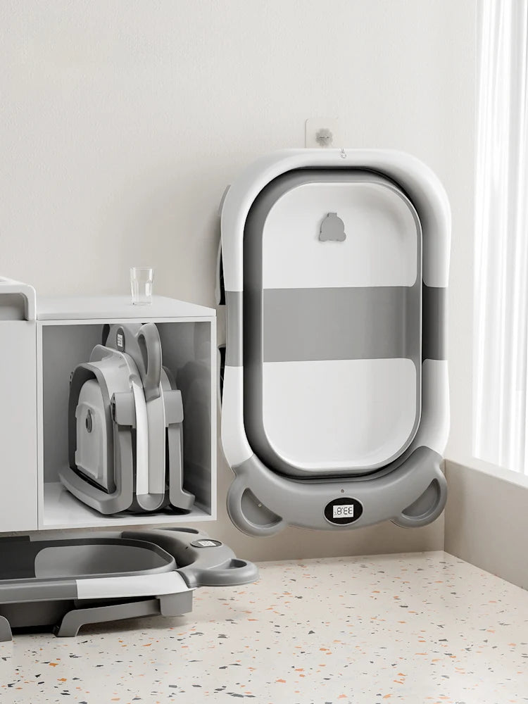 Foldable Baby Bath Tub (temperature sensor + drain design) 
