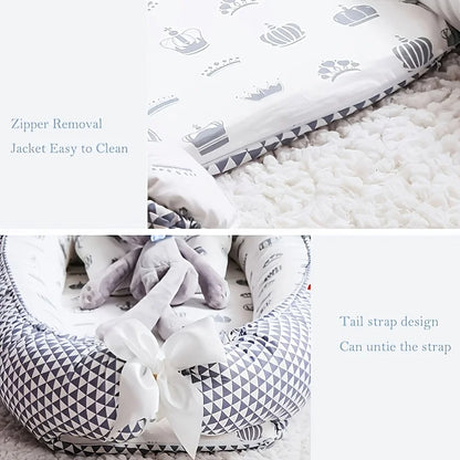 Portable Baby Lounger Nest (cotton, anti-reflux design)