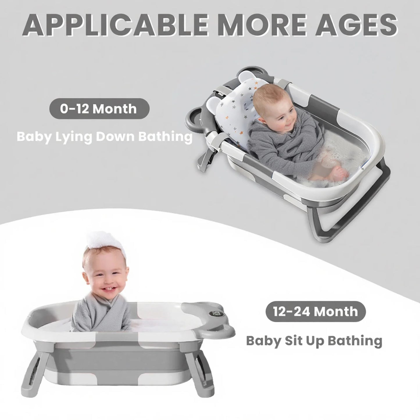 Foldable Baby Bath Tub (temperature sensor + drain design) 