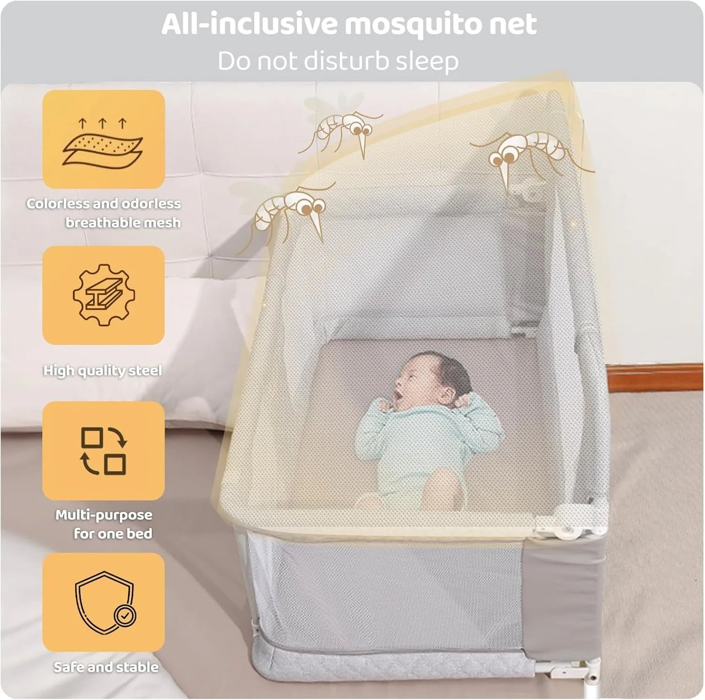3-in-1 Folding Baby Crib – Portable Co-Sleeping Sleeper