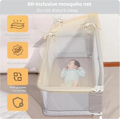 3-in-1 Folding Baby Crib – Portable Co-Sleeping Sleeper