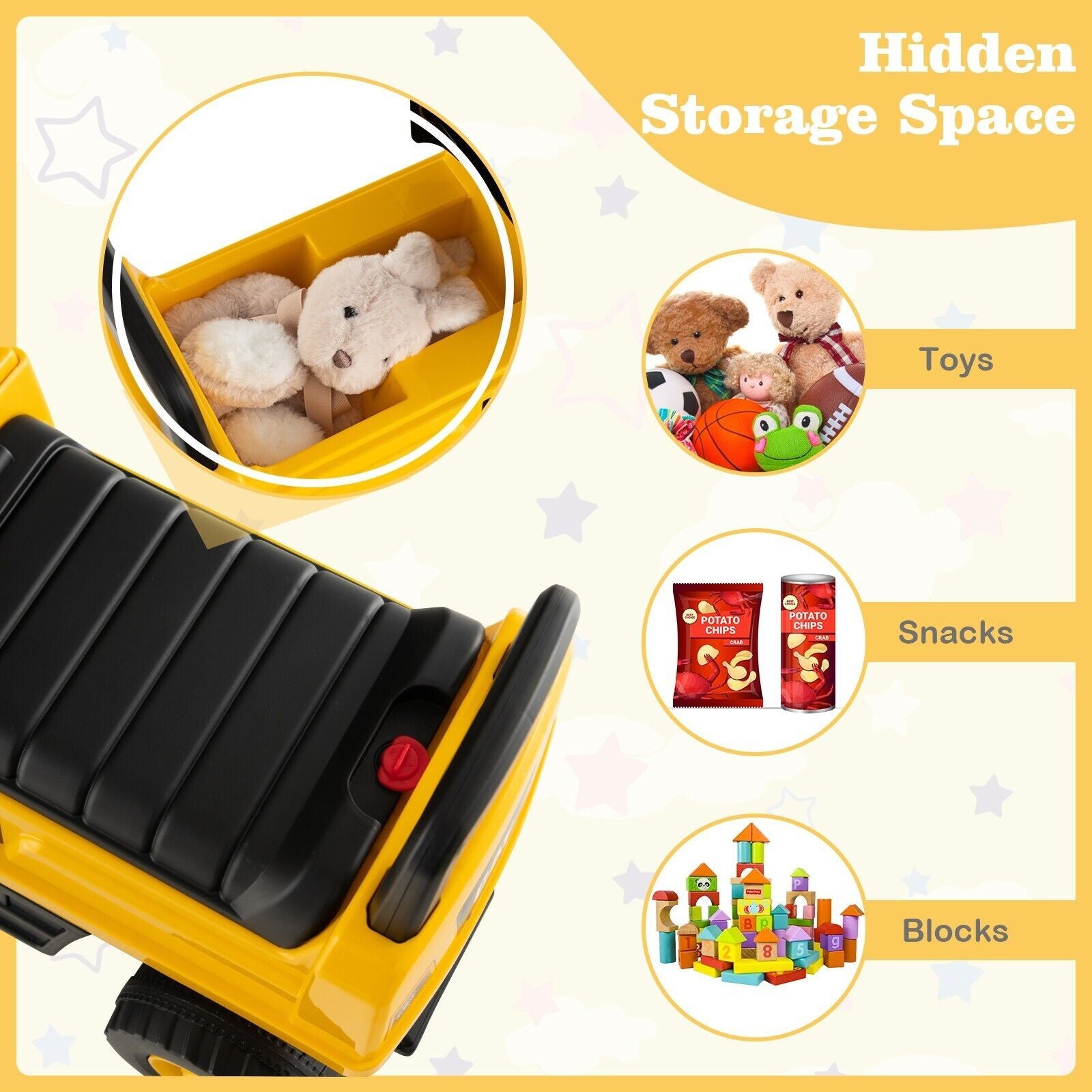 Kid'S Rid-On Digger with Rotatable Digging Bucket