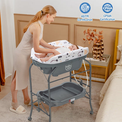 2-in-1 Foldable Baby Changing Table & Bathtub Station for ages 0 – 12 Months