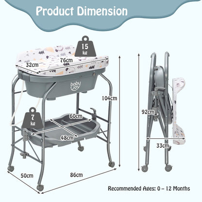 2-in-1 Foldable Baby Changing Table & Bathtub Station for ages 0 – 12 Months