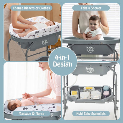 2-in-1 Foldable Baby Changing Table & Bathtub Station for ages 0 – 12 Months