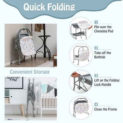 2-in-1 Foldable Baby Changing Table & Bathtub Station for ages 0 – 12 Months
