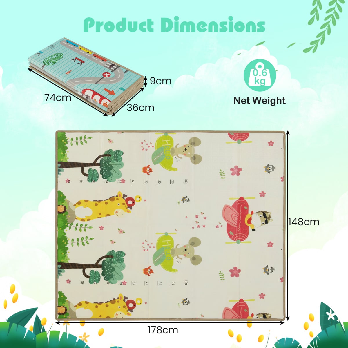 Foldable Baby Play Mat - 178 x 148 cm